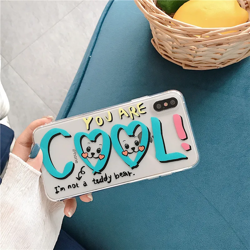 Белый Прозрачный чехол для телефона iPhone 7, для iPhone XS Max, XR, X, 6, 6 S, 8, 7 Plus, 11 Pro Max, чехол с граффити и буквами, прозрачный мягкий чехол на заднюю панель - Цвет: Белый