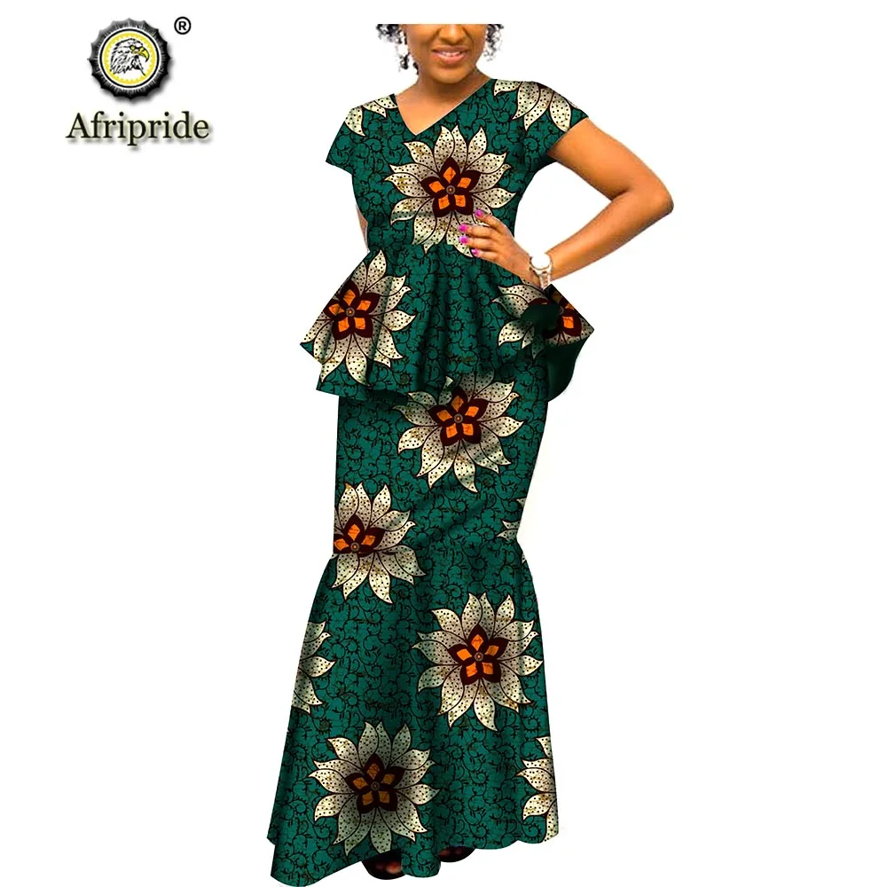 Африканские платья для женщин Дашики AFRIPRIDE Анкара принт повседневное женское платье Анкара принт воск батик весна и осень S1825051 - Цвет: 529