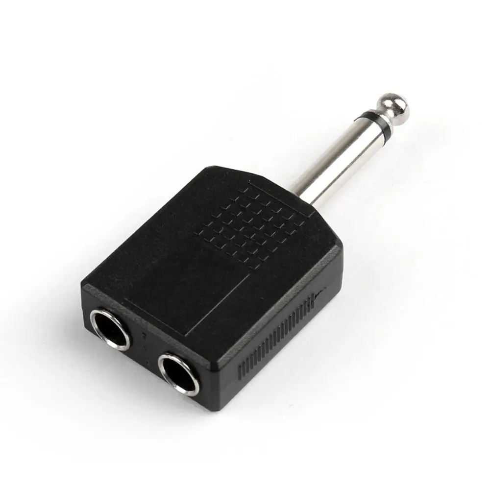 Artudatech 100Pcs 1 4 6 35mm Mono Plug Adapter to 2 Way 6 35mm Mono Jack Headphone Y Splitter Connector Parts