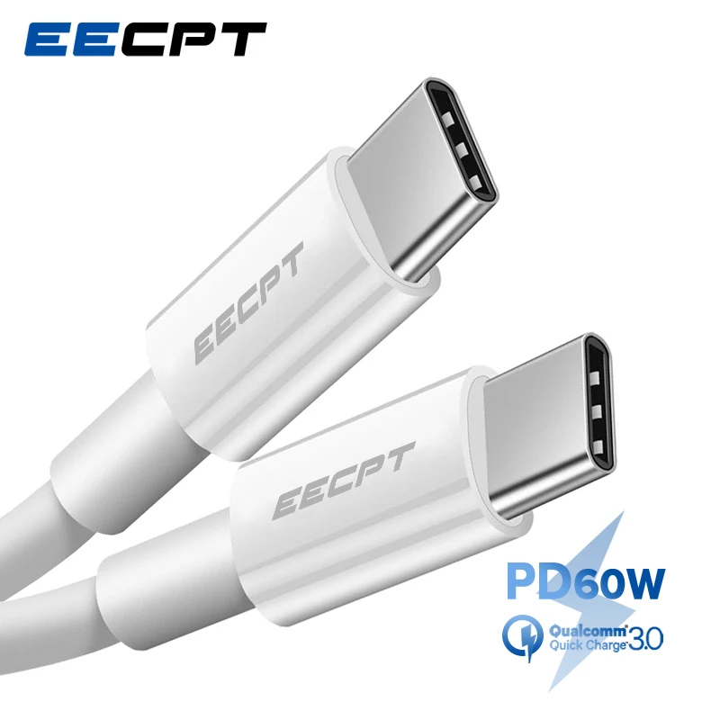 EECPT usb type-C кабель для USB C кабель PD 60 Вт Быстрая зарядка Quick Charge 4,0 type-C кабель для samsung S10 S9 Xiaomi MacBook Pro