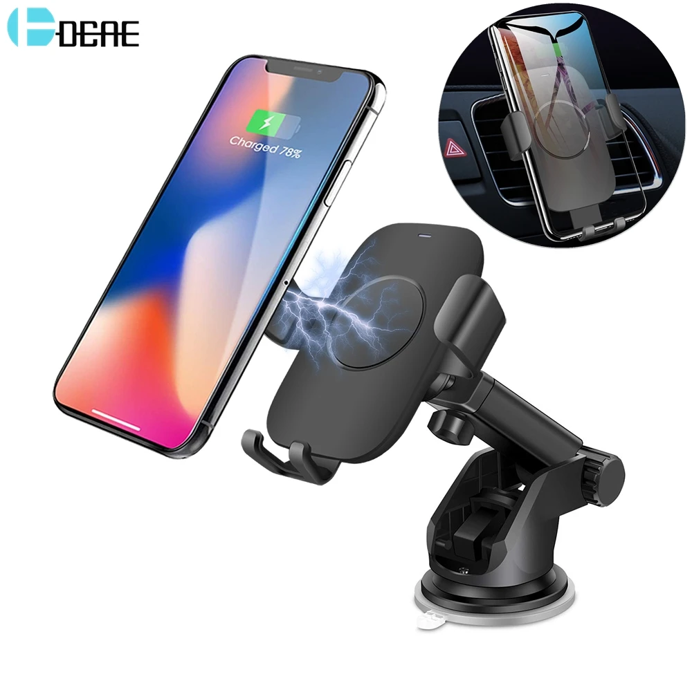 

DCAE 10W Qi Car Mount Wireless Charger for iPhone 11 XS XR X8 Gravity Sucker Car Phone Holder Fast Charging For Samsung S10 S9
