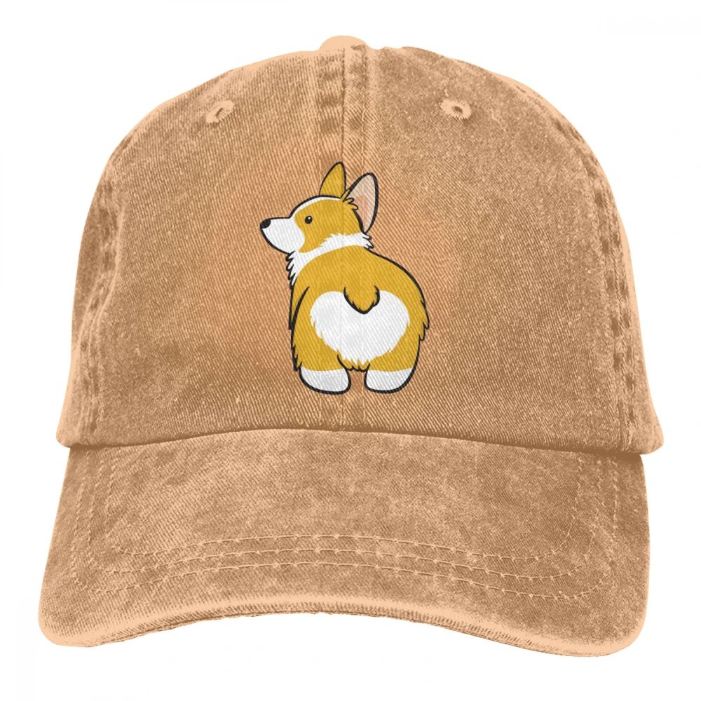 Corgi Casquette черные унисекс Мужские Женские джинсовые бейсболка с ремешком кепки Регулируемый Гольф папа шляпа - Цвет: Хаки