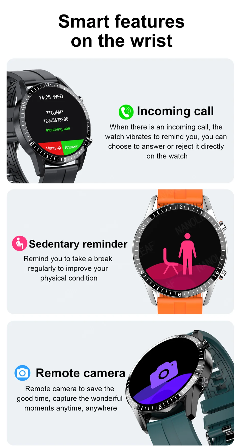 Smart Watch Sport Men Make Answer Call Business Digital Wristwatch with Music Player App Message Reminder Fitness Tracker