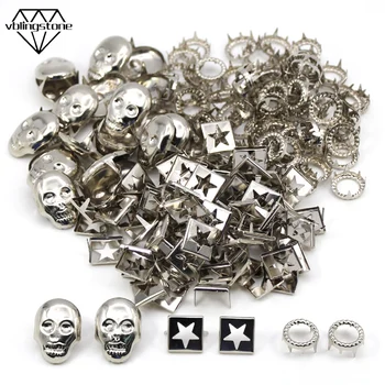 

1000Pcs Sliver Rivets Skull/Star/Round Shape Studs Metal Claws Rivet For Clothes/Shoes/Hat Punk Rock Accessories Leather Crafts