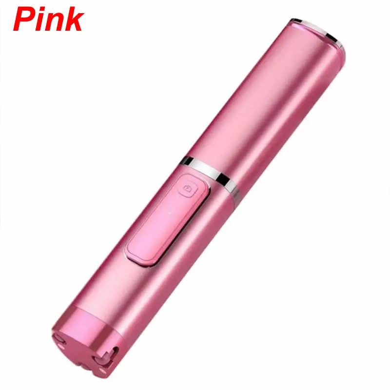 Алюминиевый скрытый штатив Bluetooth селфи палка для iPhone/huawei/samsung держатель - Цвет: Pink