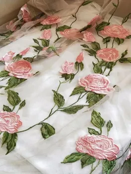 

High-quality three-dimensional embroidered French net yarn African lace fabric is a fashionable skirt high-end evening dress fab