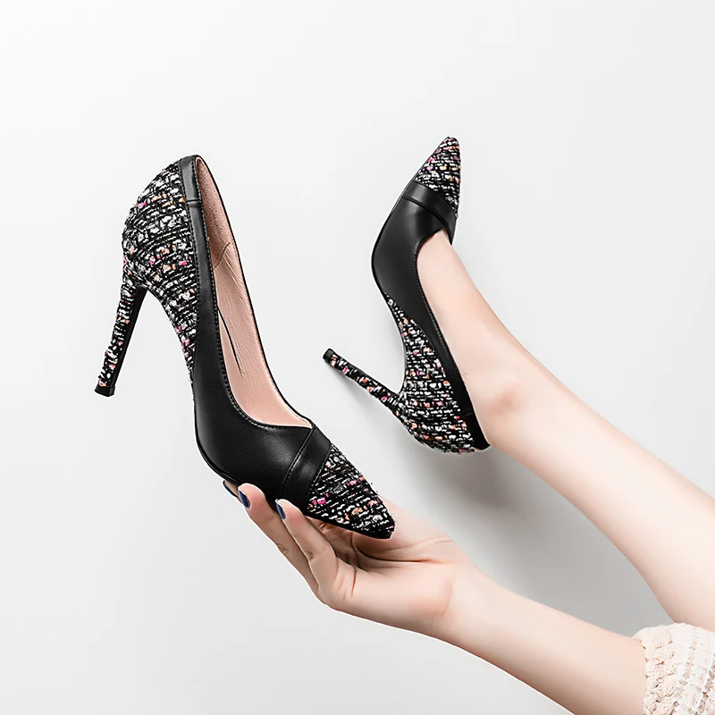 

Spring New Large Size Small Size Color Matching Pointed Stiletto High Heel Work Shoes Banquet Dress All-match Womens Single Shoe