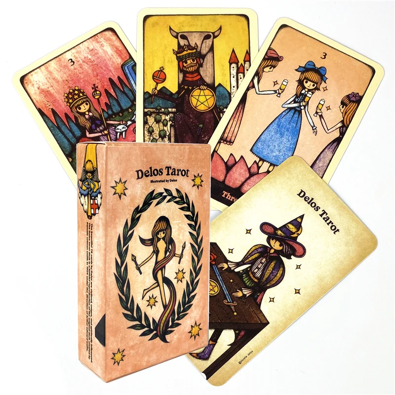 High Quality Delos Tarot Board Game Cards Oracle Party Divination Poker Gift Checkerboard Full English Deck With PDF Guidebook