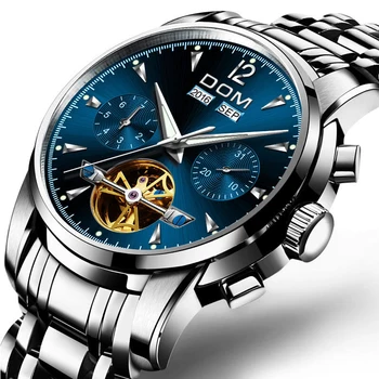 

Men Automatic Mechnical Wristwatch Hollow Tourbillon Perpetual Calendar Month Male Top Brand Luxury Relogio Masculino Man Watch