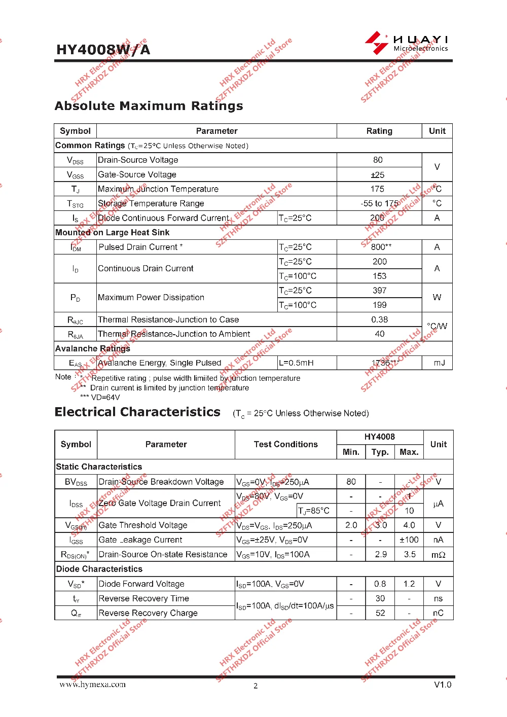 HY4008W TO-247A-3L HY4008 TO247 HY4008W TO247 30 шт/ламповый усилитель/330 шт./кор.(10 шт