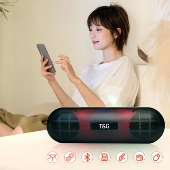 

20W LED Night Portable Bluetooth Speaker Waterproof Wireless Column Boom Box Subwoofer TF AUX FM Radio Smart USB Speaker for PC