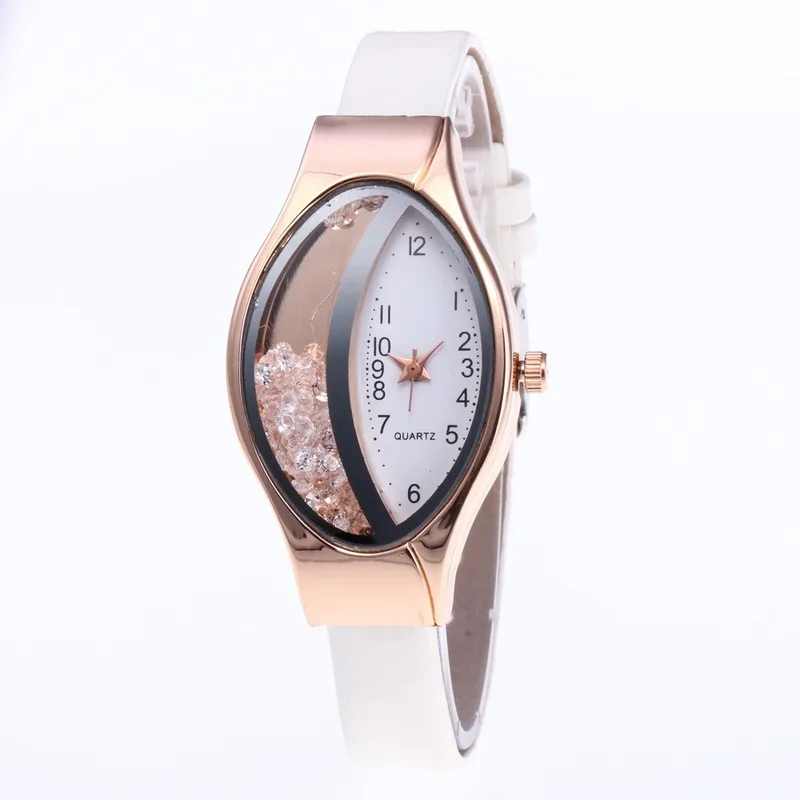 

woman watch 2019 black luxury Semilunar Flow Sand Type Ellipse Woman Fine Strap Small Dial Wristwatch Watch Gift watches