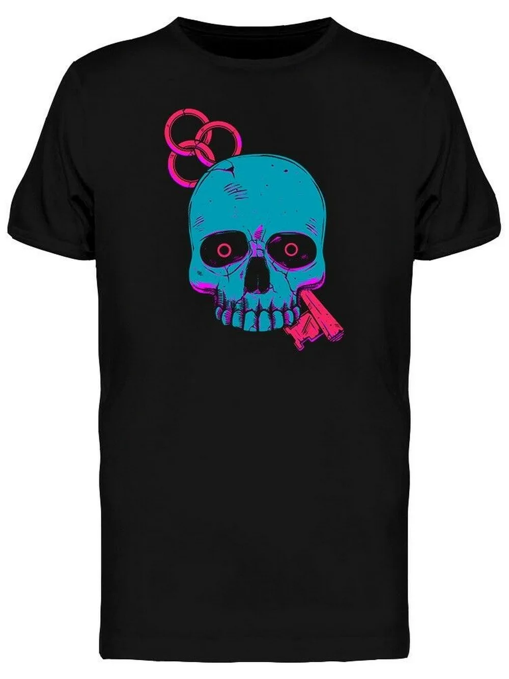 Psychedelic Blue Skull Key Art Tee Men's Cotton Funny Design Tops Shirt 11 Colors 8 Sizes |