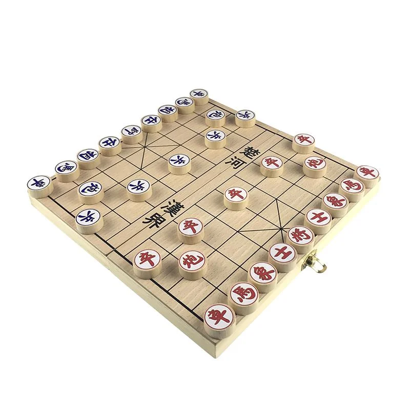 Chinese Chess Wooden Folding Chessboard 29*29*2.5 CM Handmade Wooden Entertainment Chinese Chess Pieces Box Gift