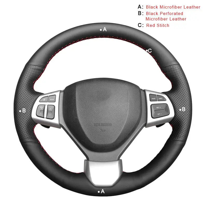 Автомобильная оплетка на руле Крышка для Suzuki Swift Sport 2012 2013- Vitara S- DIY авточехлы - Название цвета: Microfiber Leather