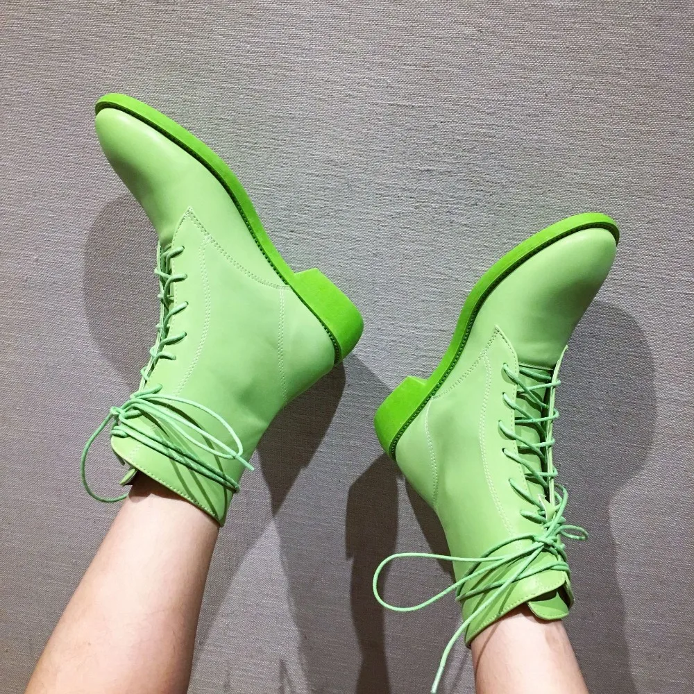 Flat Heel Round Toe Lady Boots Women Shoes Autumn Luxury Designer Winter Footwear Boots-women Lace Up Low Heels booties Ladies