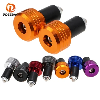 

POSSBAY Universal Motorbike Handlebar Grips 7/8" 22MM Motorcycle Aluminum Handle bar Grips Bar Ends Weights Plug Slider