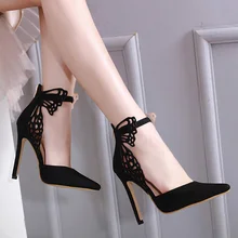 2020 new pointed hollow stiletto heel bow pump shoes