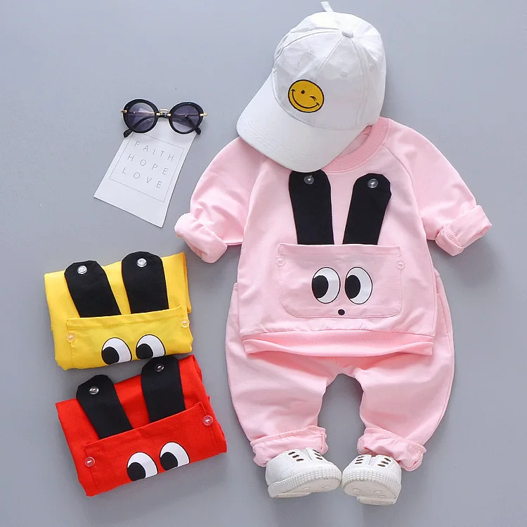 

2019 Fashion Children 1-4-Year-Old Infants Baby Clothes Hoodie-Cute Solid Color Hoodie Eyes Buttons Ear