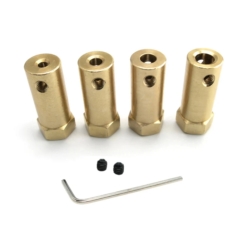 Motor de acoplamiento hexagonal rígido de cobre extendido, funda de conector de eje para coche inteligente Robot, 3/4/5/6/7/8mm
