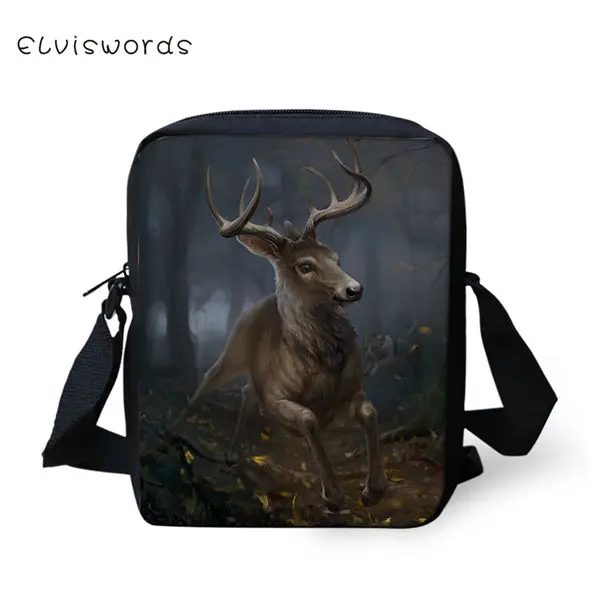 CDWX3866E ELVISWORDS/модные женские сумки-мессенджеры, фантазийные сумки с оленем для девочек, сумки через плечо, Kawaii, дизайн с животными, мини-закрылки для девочек, кошелек - Цвет: CDWX3866E