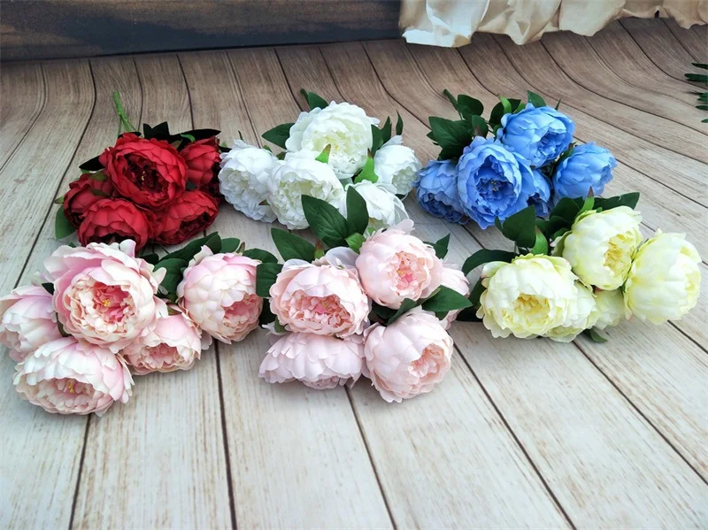 5 heads Big Artifiial Silk Peony Bouquet Flower For Wedding DIY Party Decoration Fake Flowers Festival Supplies Home Decor