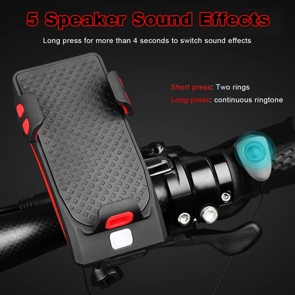 2000/4000LM Bicycle Light USB Rechargeable LED Bicycle Headlight Bike Horn Handlebar Phone Holder 3 in 1 multi-function light