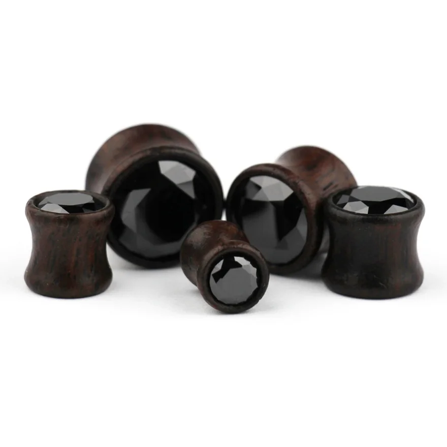 1 пара черных циркониевых деревянных пробок тоннелей гибких тонких ушей ...