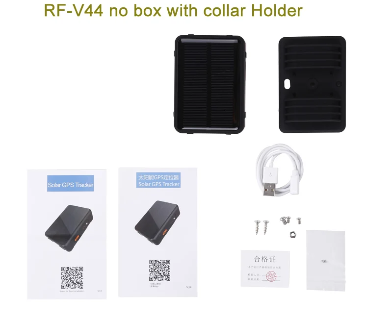 RF-V44 глобальная позиционирование 4G Беспроводная зарядка на солнечных батареях gps отслеживающее устройство Температурный датчик sos сигнализация Детский gps трекер - Цвет: no box with collar
