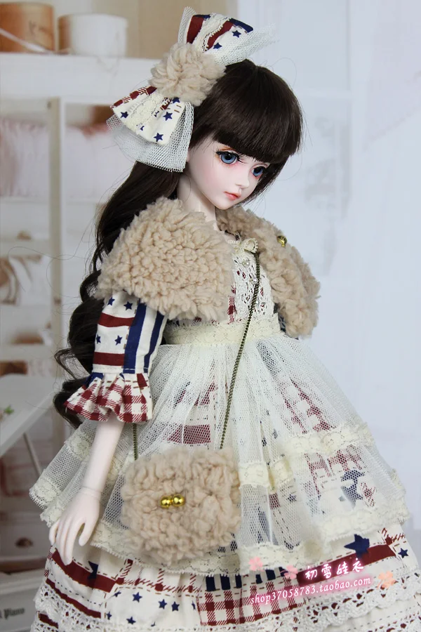 1/6 1/4 1/3 BJD clothing Accessories doll dress+scarf+bag for BJD/SD YOSD MSD SD13,not include doll, shoes,wig and other E2532