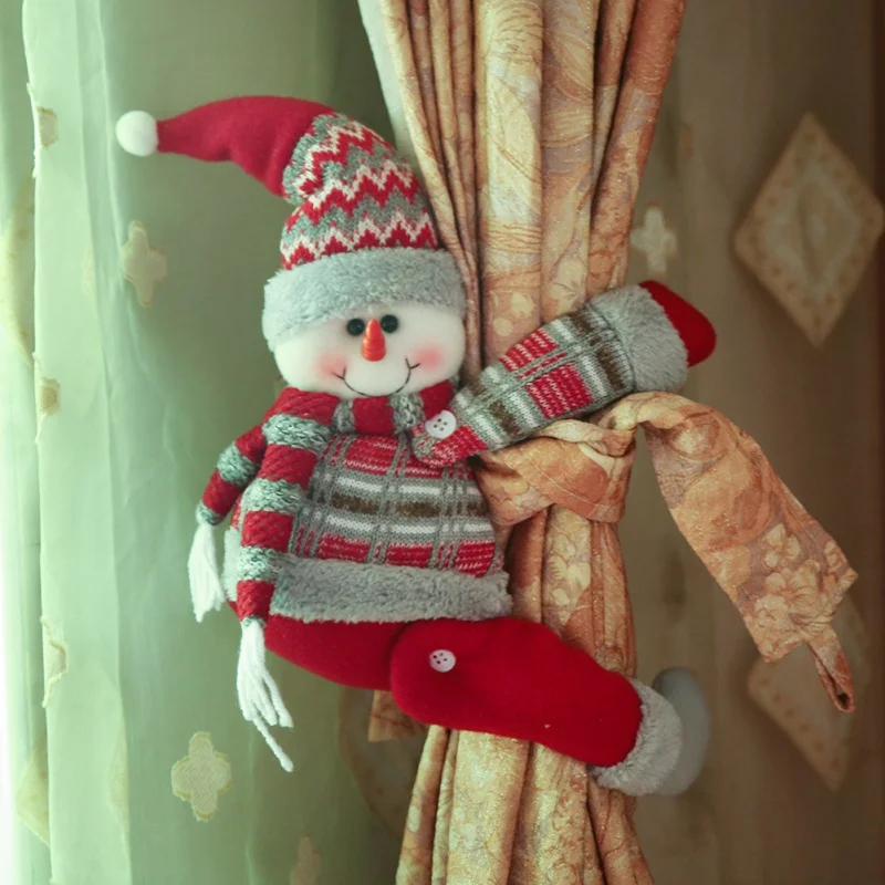 Christmas Curtain Buckle Doll Window Buckle Clamp Curtain Clip Santa Snowman Elk Hooks Fastener Baby Shower Kids Toy Home Decor