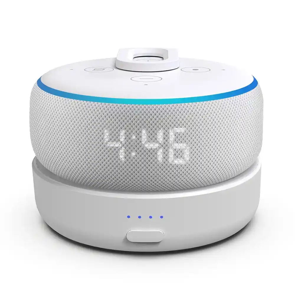 Base de bateria de ggmm d3 para alexa amazon eco ponto 3rd gen alto-falante inteligente com carregador de bateria recarregável com 8 horas de jogo-tempo