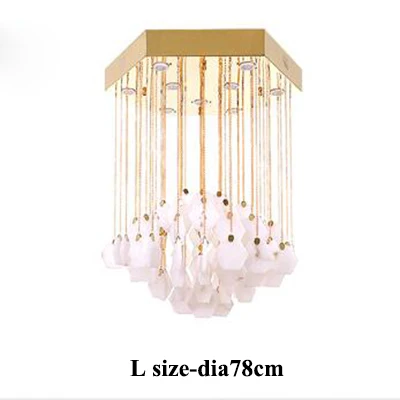 L size-dia78cm Lustra lampa современная люстра из мрамора, светодиодная люстра, медная металлическая люстра для гостиной, светодиодные люстры для столовой - Цвет абажура: L size-dia78cm