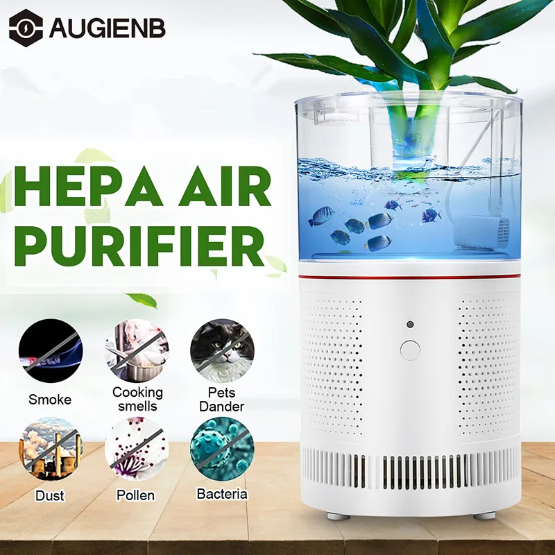 Очиститель воздуха AUGIENB домашние фильтры HEPA настольный очиститель светодиодный