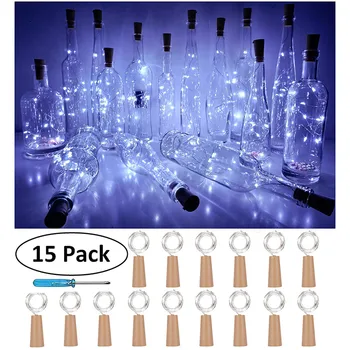 

Bottle String Lights 15PCS Bottle Lights Cork Shape For 1M 10 LED Wine Bottle String Party Romantic Home Decor LED Lights