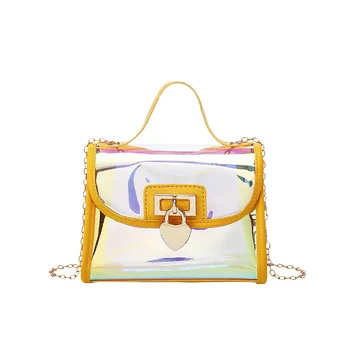 

2020 Summer New Transparent Women Fashion Square Bag Chain Handbags Shoulder Crossbody Laser Packet Girl Messager Bag