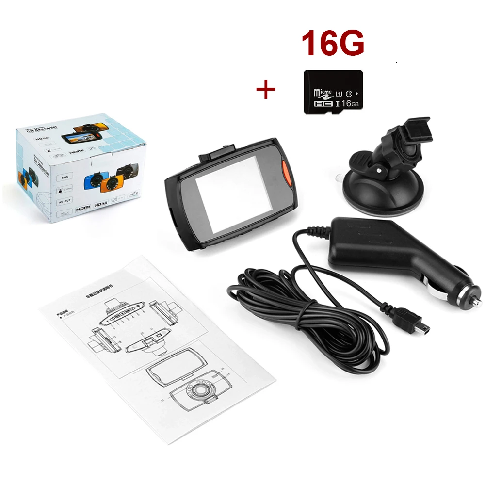 DVR 16G Card Новые автомобильные видеорегистраторы видеорегистратор 2,7 дюймов мини видеорегистратор Full HD 1080P Авто регистратор цифровой видеорегистратор видеокамера g-сенсор - Название цвета: DVR 16G Card