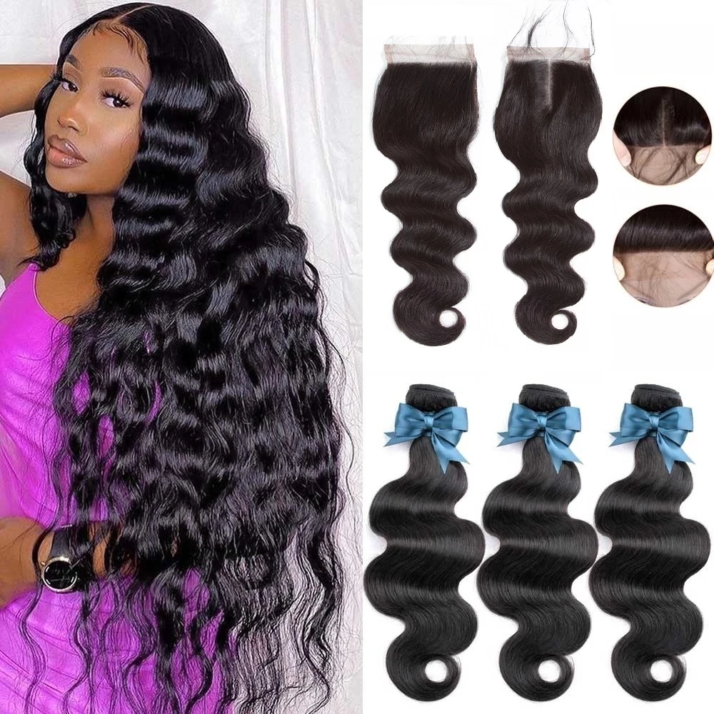 brazillian remy tecer cabelo humano 3 4 pacotes com fechamento