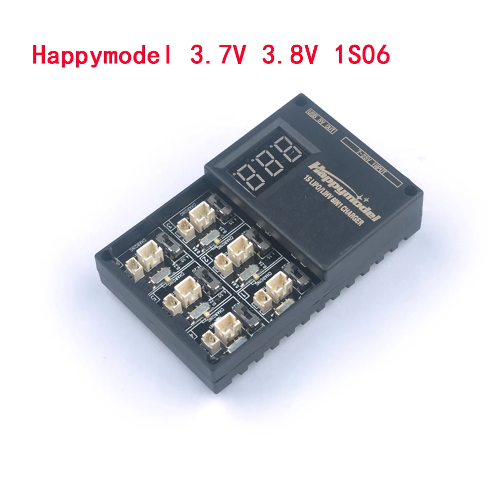 

Happymodel LIHV 6in1 Charger 3.7V 3.8V 1S06 RC Lithium Battery 6-way Digital Display 4.35v Charging Board PH2.0 Plug