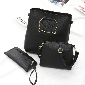 

3PCS Solid Crossbody Bags For Women PU Leather Bags Fashion Female Shoulder Bag Pack Phone Handbag Tote Ladies Messenger Bag