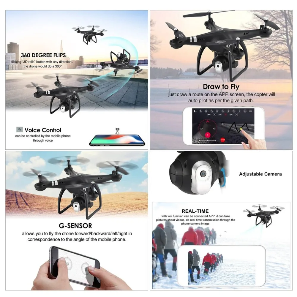 X8 Радиоуправляемый Дрон 2,4G FPV RC Квадрокоптер Дрон с регулируемой камерой режим удержания высоты Безголовый 3d-флип 18 минут долгий полет