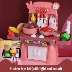 Jouet de cuisine pour enfants, Simulation, ensemble de bricolage avec son, Kit de maison de poupée, ensemble de cuisine amusant, jouet éducatif, cadeaux de noël 