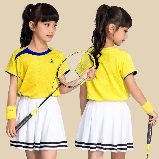 Ropa de bádminton niños, traje de tenis niñas, falda de manga corta de secado rápido, pantalones de entrenamiento|Camisetas de tenis| AliExpress