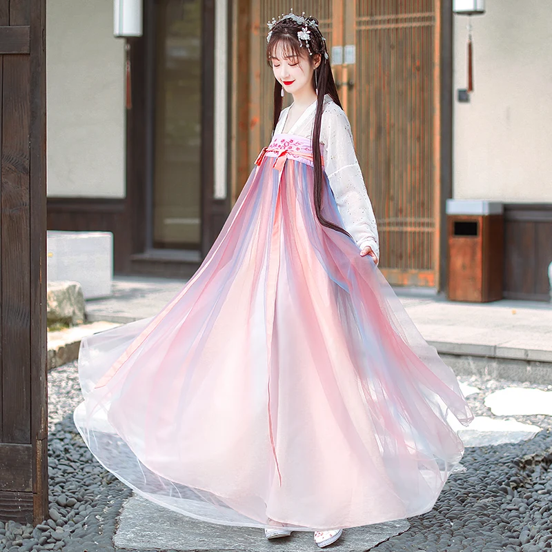 

New Hanfu Original Design Women Fairy Dress Gradient Festival Outfit Cosplay Costume Show Costume Female Stage Costume BL2029