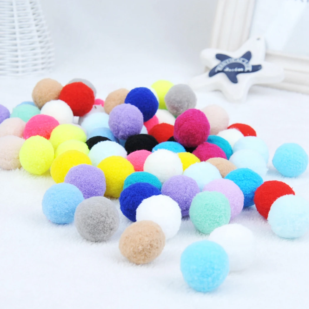 100PCS Pet Scratch Pom DIY crafts Puff Balls for Kids Cat Toy Balls Chew