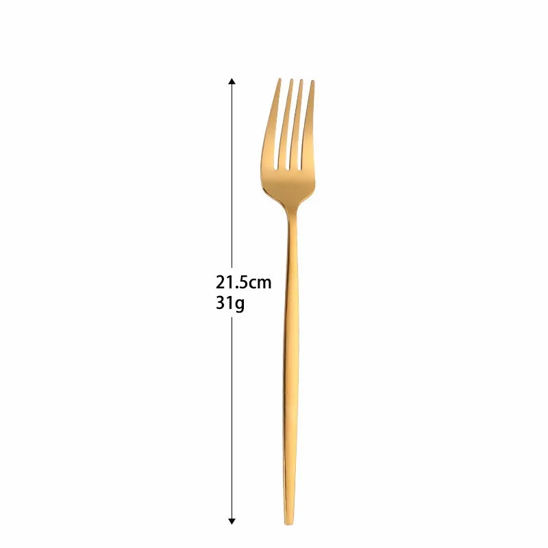 Mirror Golden Stainless Steel Cutlery Set Children's Fork Knife Soup Dessert Ice Spoon Complete Dinner Dinnerware Set Chopsticks