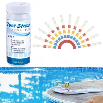 

Multifunctional 6-in-1 Swimming Pool Test Strips for Chlorine PH Alkalinity Water Hardness Testing 50 Pcs/set PAK55
