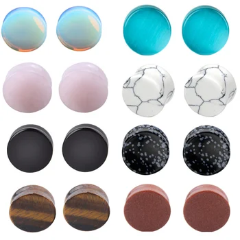 

1Pair Natrue Stone Ear Plug And Tunnels Ecarteur Oreille Ear Gauges Stretchers Earring Dermal Piercing Orelha Oreja Body Jewelry