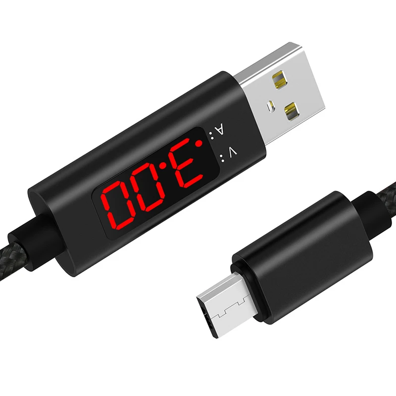 3A Напряжение Ток дисплей нейлоновый Плетеный Micro USB кабель для быстрой зарядки для SAMSUNG S7 S6 Edge XIAOMI Redmi 6A Note 6 Pro 5A 4X - Цвет: Черный