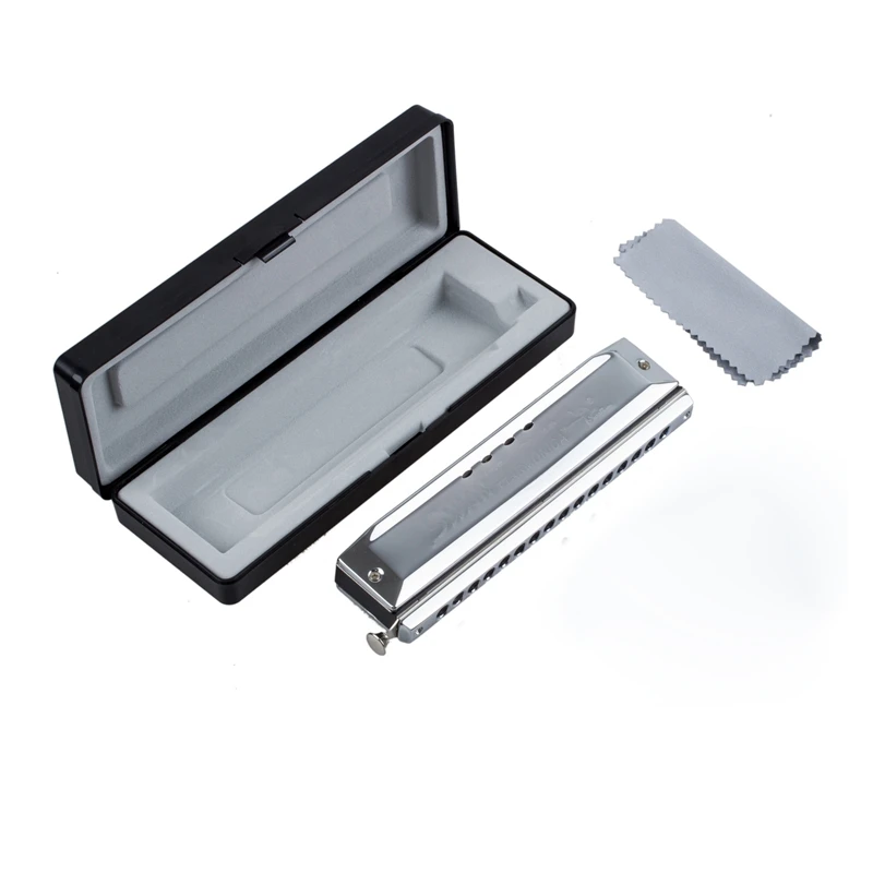 Chromatic Harmonica Silver tone 16 hole 64 Mouth Music Instruments